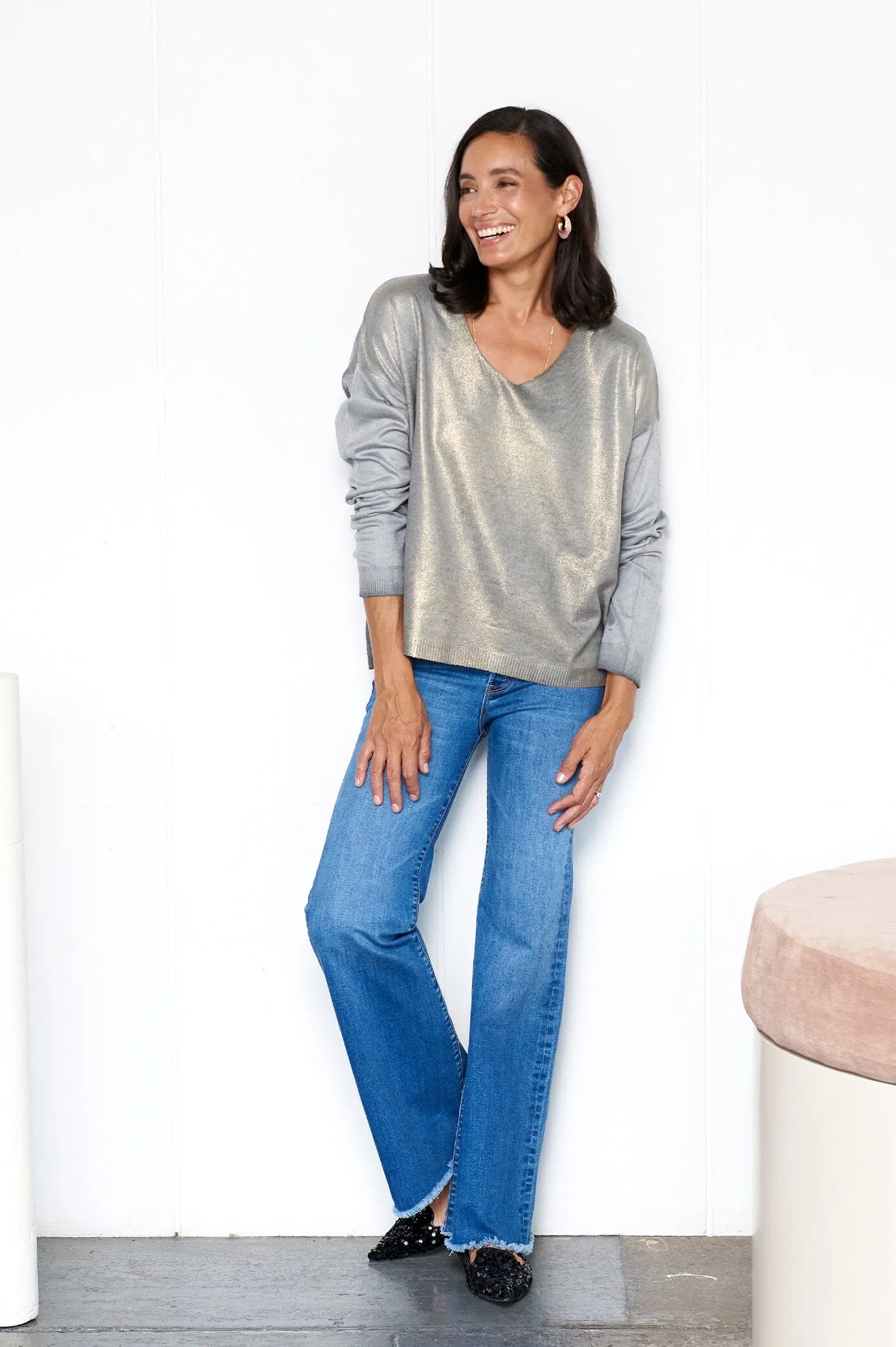 Teagan Shimmer Jumper Light Grey