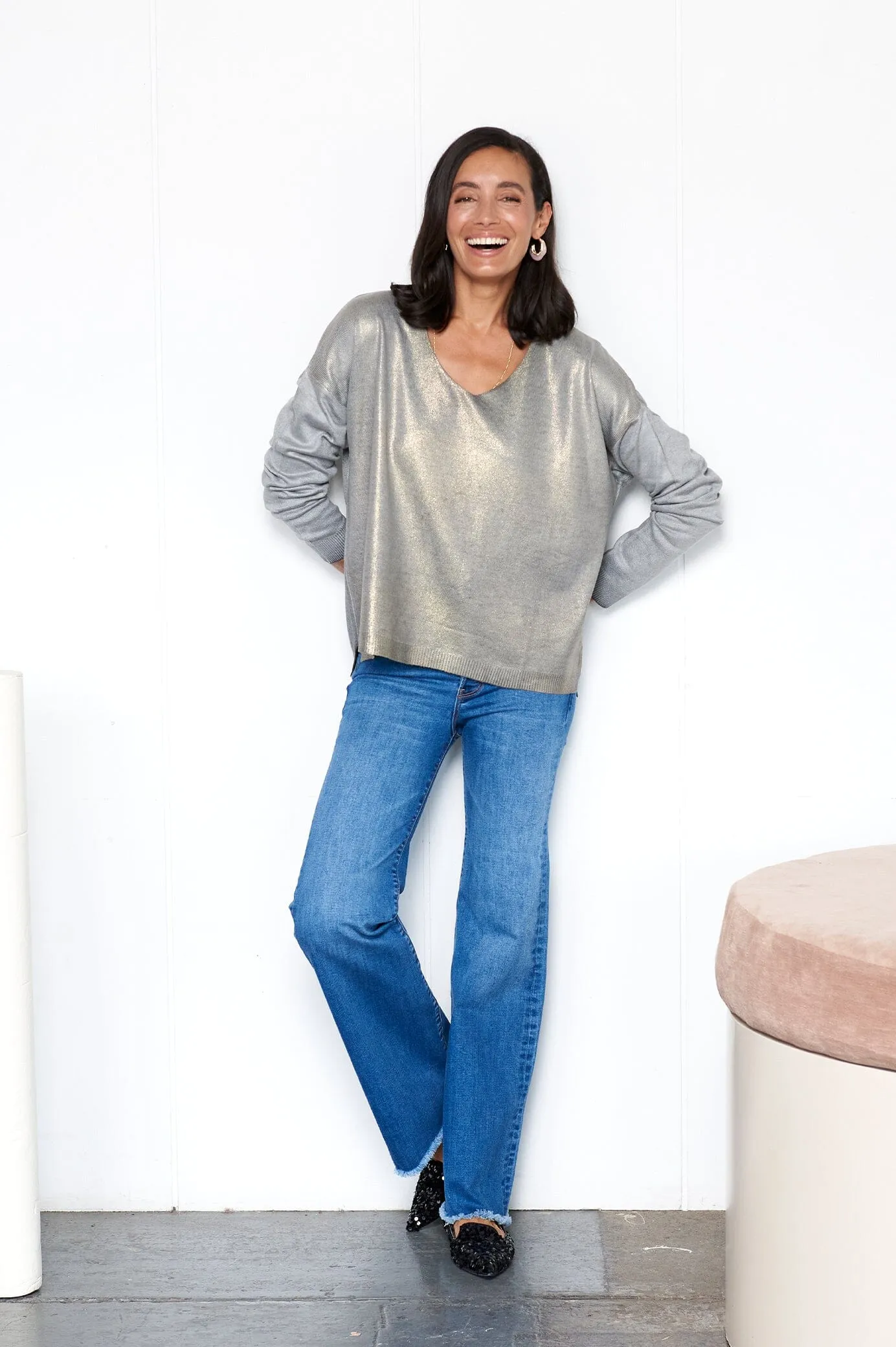 Teagan Shimmer Jumper Light Grey