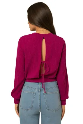 TEEK - Magenta L/S Back Open Tie Top