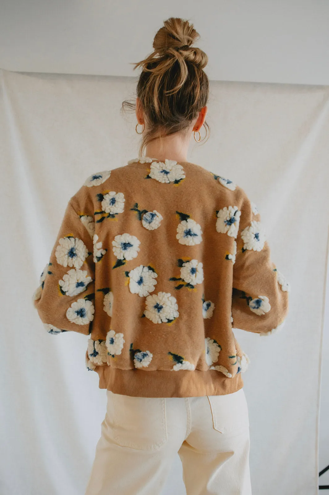 The Ellie Textured Floral Bomber Cardigan