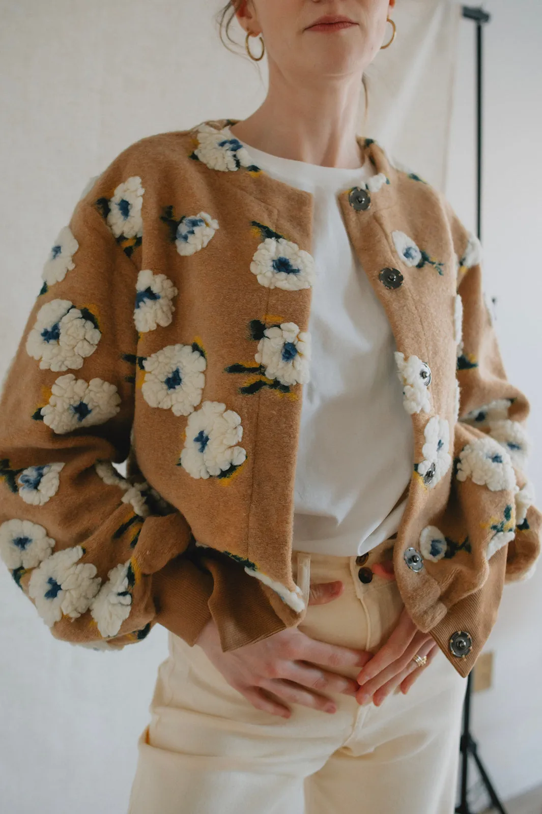 The Ellie Textured Floral Bomber Cardigan