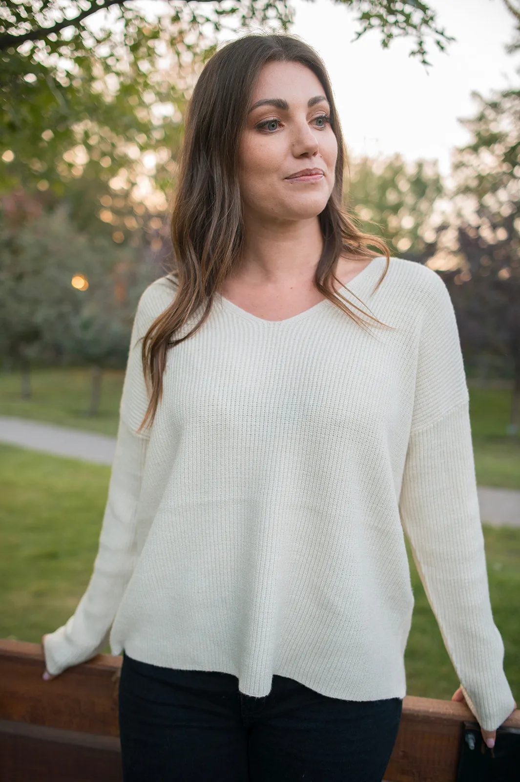 The Milo V-Neck Sweater - Birch