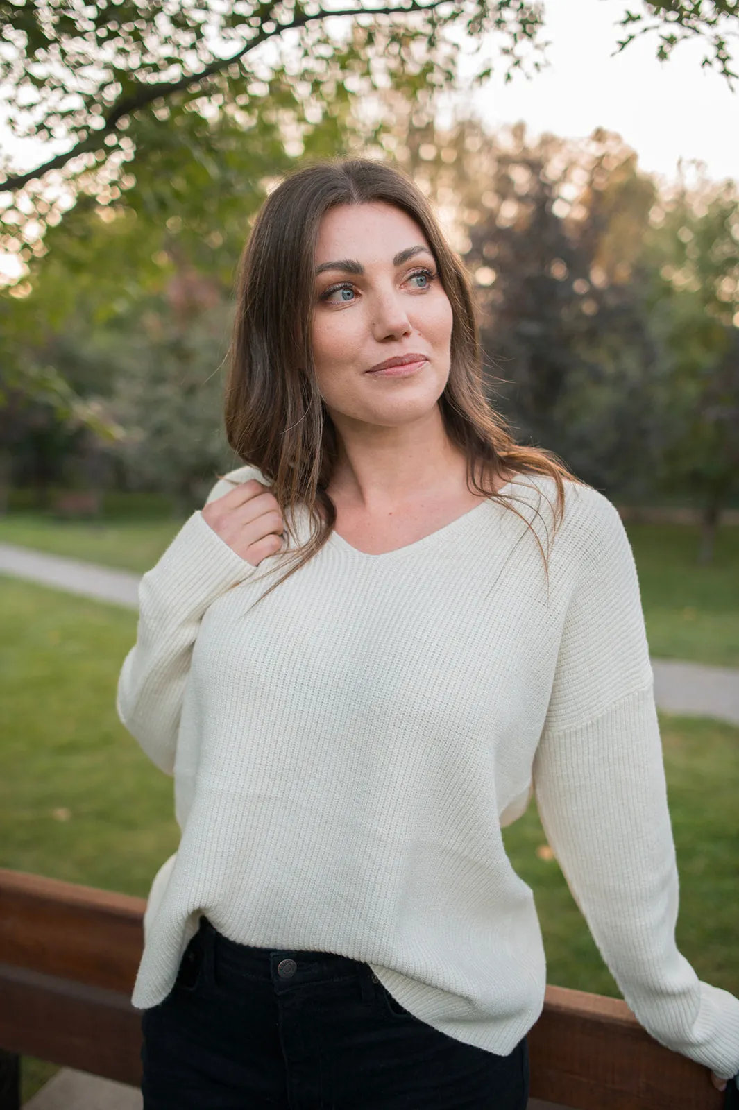 The Milo V-Neck Sweater - Birch