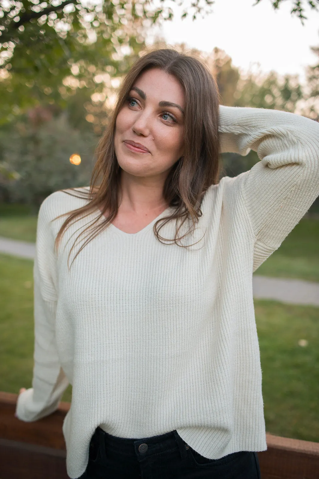 The Milo V-Neck Sweater - Birch