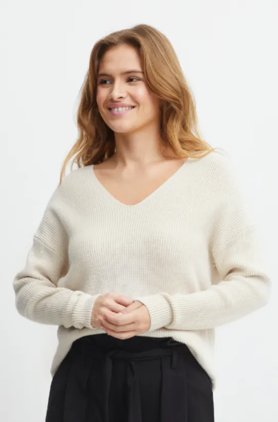 The Milo V-Neck Sweater - Birch