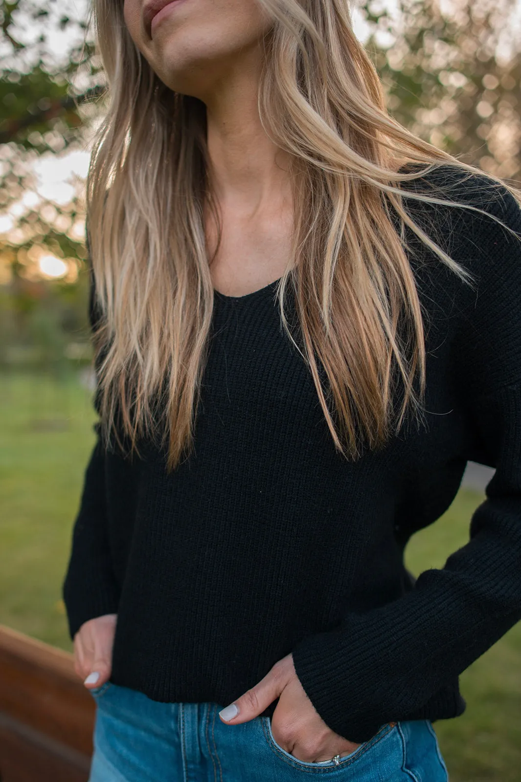 The Milo V-Neck Sweater - Black