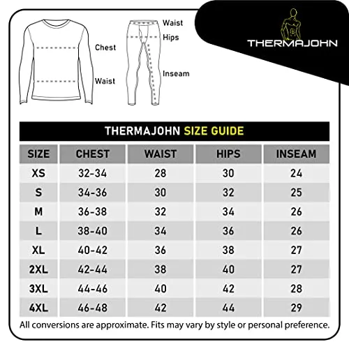 Thermajohn 2 Pack Thermal Underwear for Men Size XL Black & Charcoal