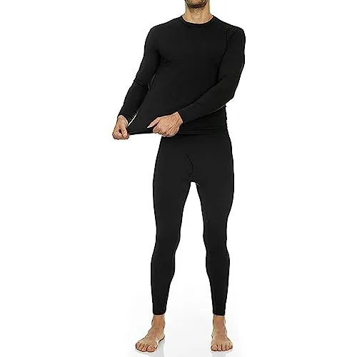 Thermajohn Long Johns Thermal Underwear for Men Fleece Lined Base Layer Set for Cold Weather (Medium, Black)