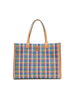 Tory Burch Tory Navy / Multi Ella Poly Woven Nylon Tote