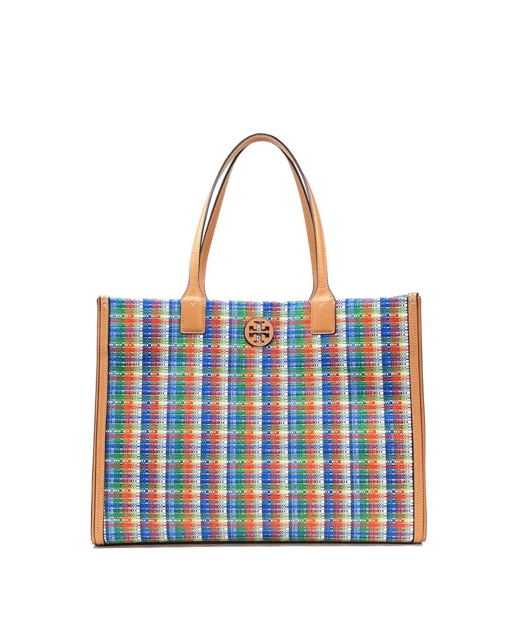 Tory Burch Tory Navy / Multi Ella Poly Woven Nylon Tote