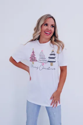 Trendy Tree Blingy Graphic Tee - White