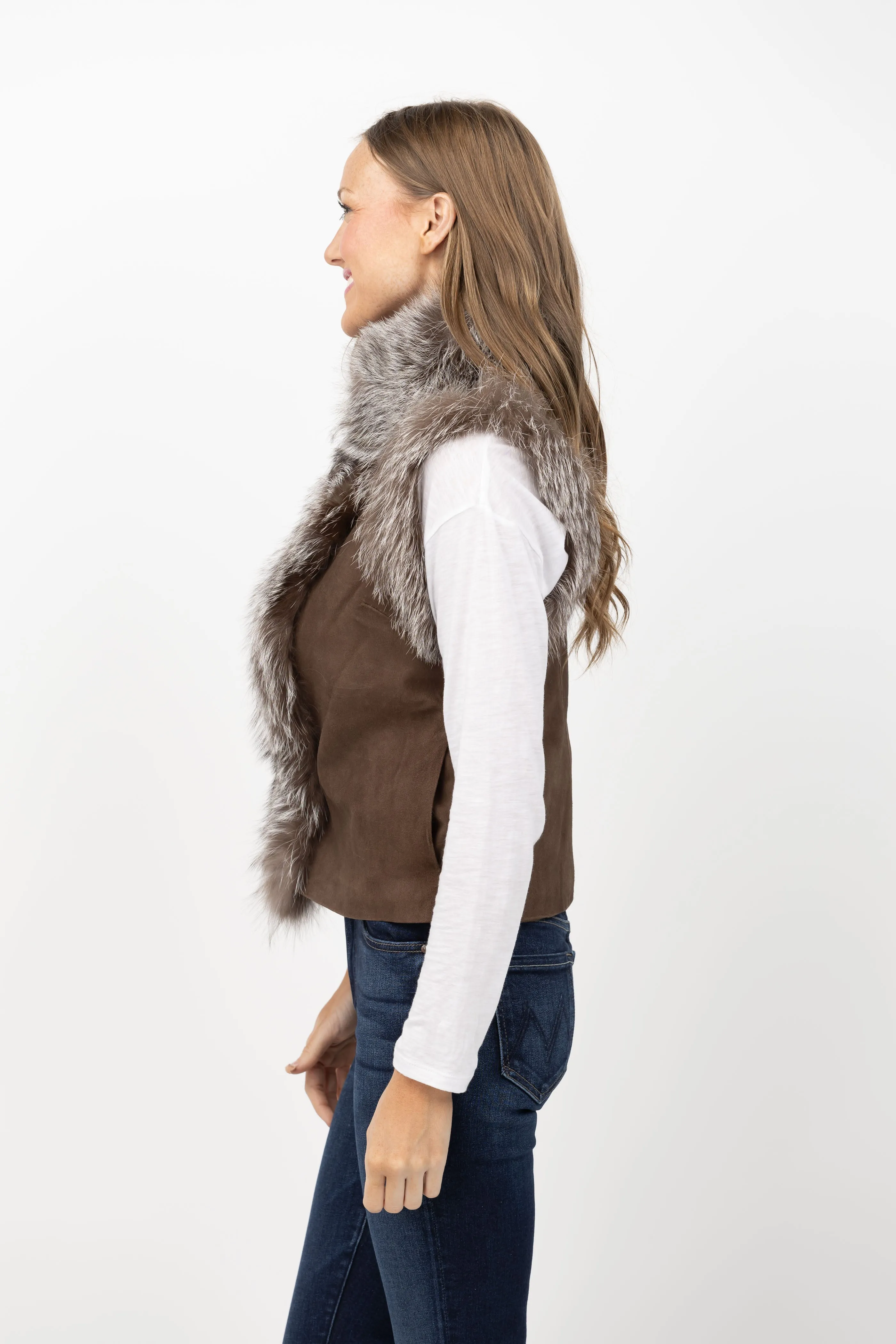 Tyler Boe Fur/Suede Vest in Walnut