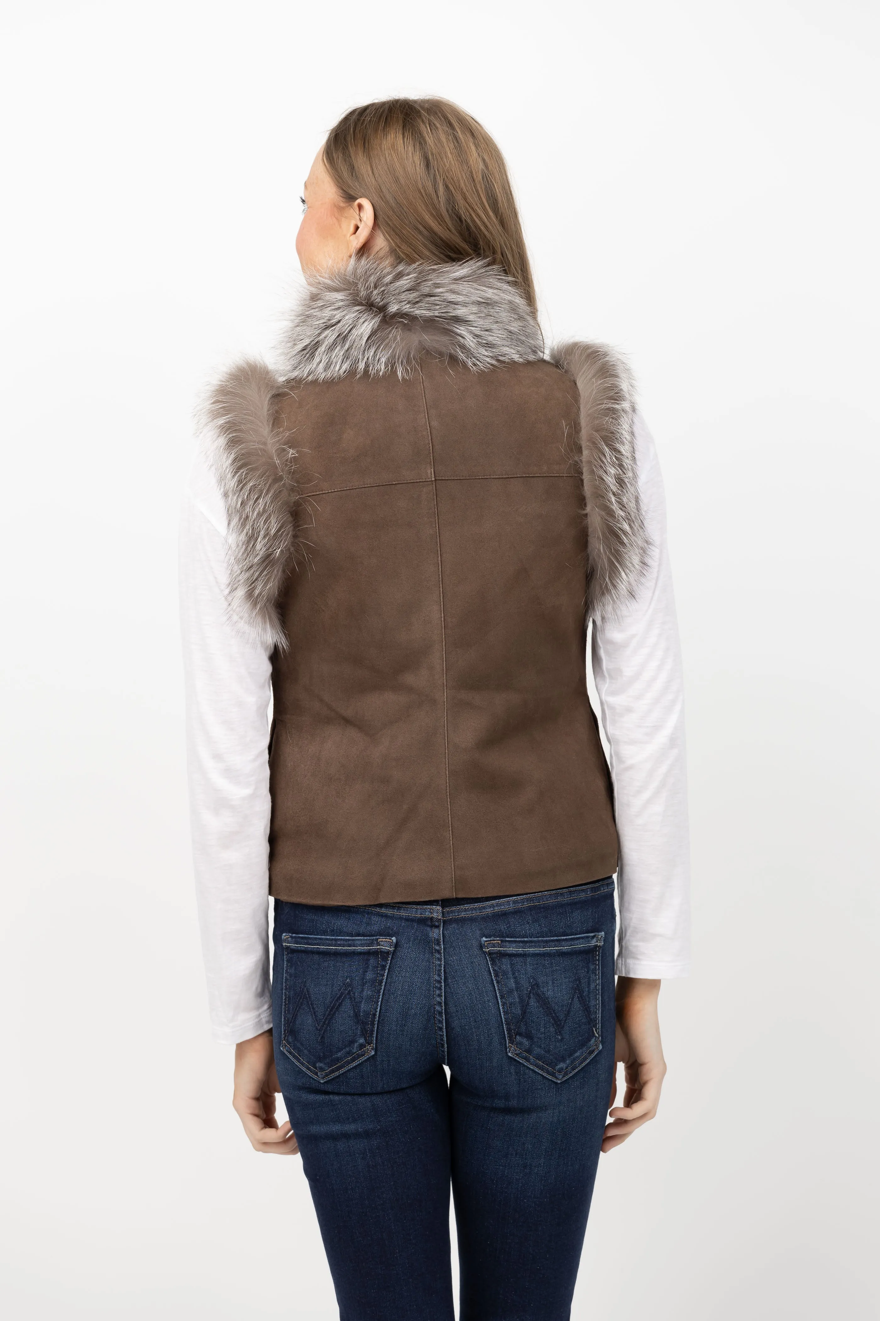 Tyler Boe Fur/Suede Vest in Walnut