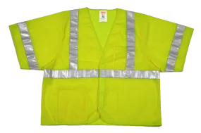 Type R Class 3 Vest - Fluorescent Yellow-Green - Polyester Mesh - Hook & Loop Closure - 2 Interior Pockets - Silver Reflective Tape