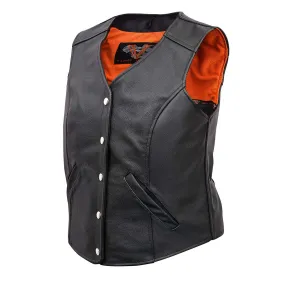 Vance Leather VL1047S Ladies Five Snap Split Leather Vest