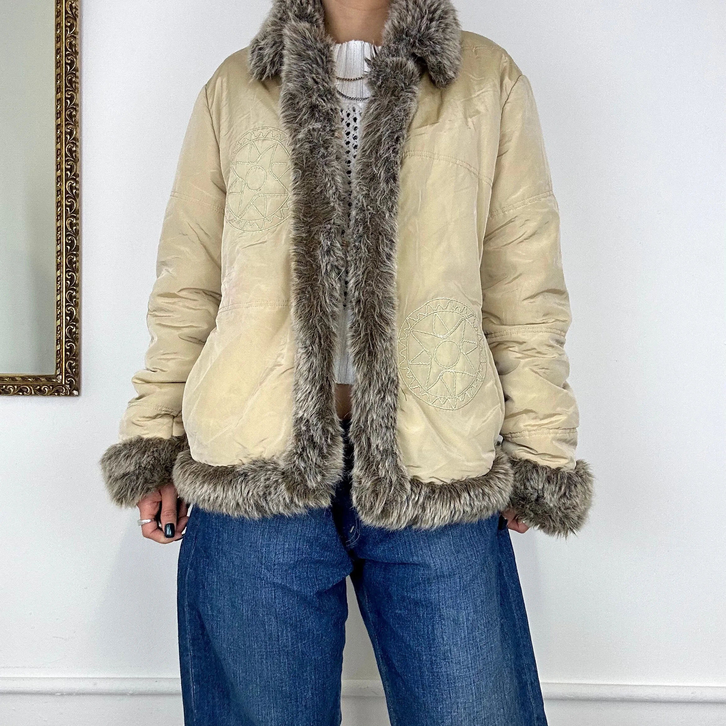 vintage fur trim afghan coat