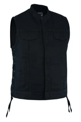 W ADVANCE SIDE LACES BLACK CONSTRUCTION DENIM VEST