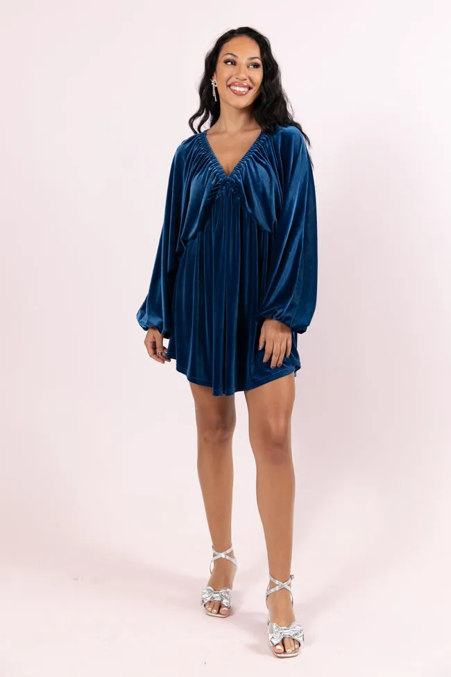 Warmest Wishes Blue Babydoll Cut Velvet Mini Dress FINAL SALE