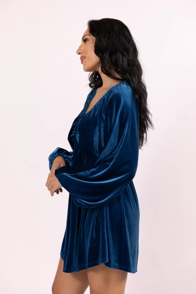 Warmest Wishes Blue Babydoll Cut Velvet Mini Dress FINAL SALE