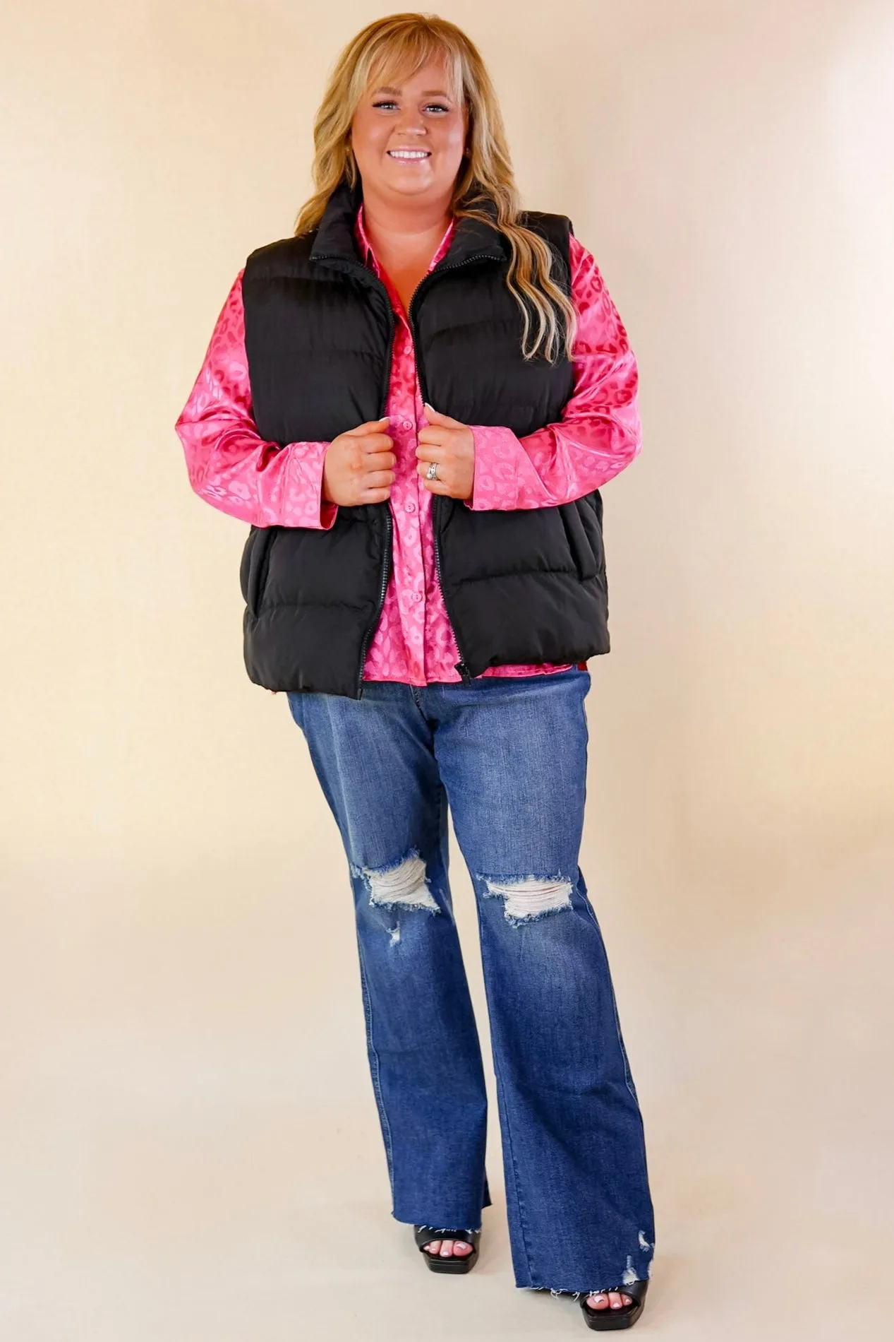 Whispering Pines Puffer Vest in Black