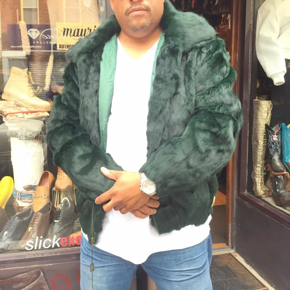 Winter Fur Money Green Rabbit Fur Coat