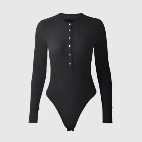 Women's Long Sleeved Low Cut V-Neck Bodysuit