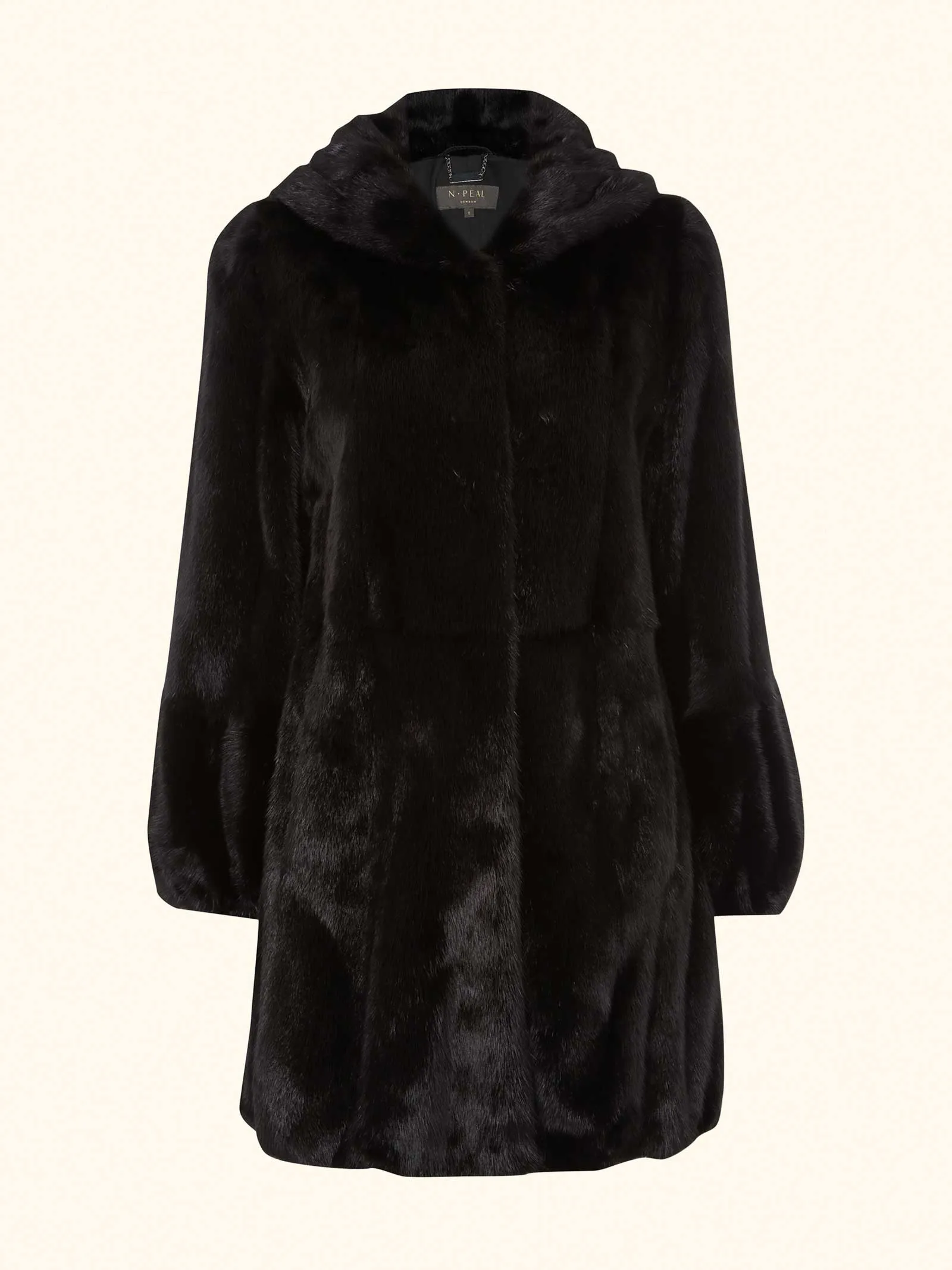 Women's Mink Hooded Coat Black