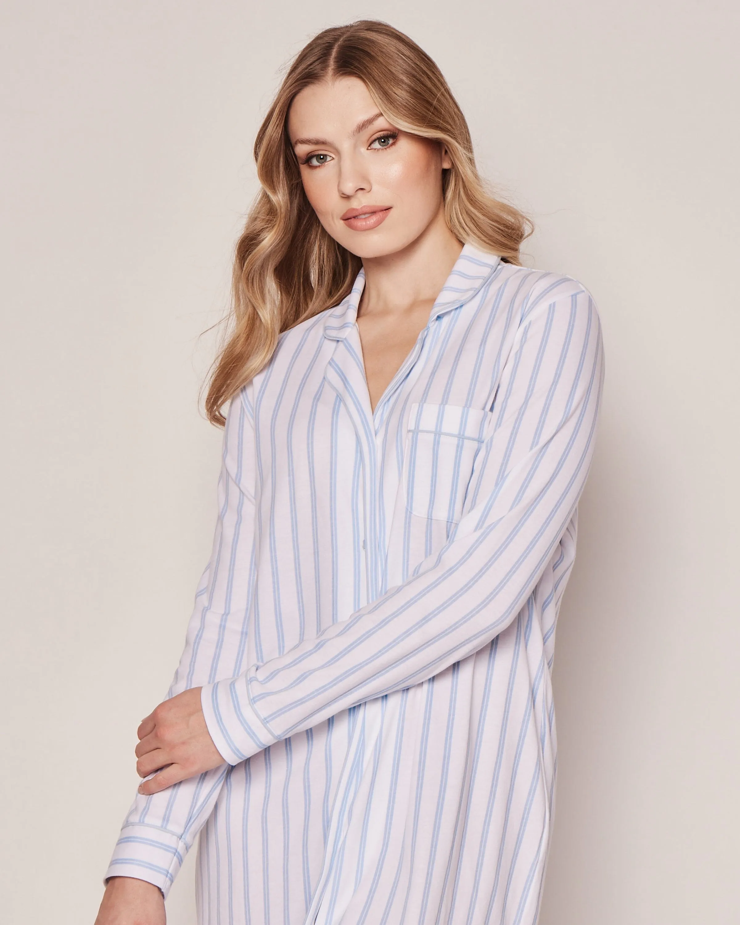 Women's Pima Nightshirt | Periwinkle Stripe