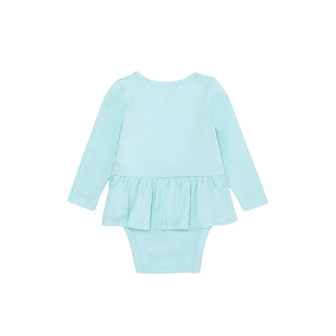 Wrangler Kid's Newborn 24 Months Long Sleeve Yee Haw Skirted Light Blue Bodysuit