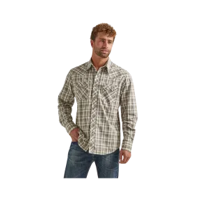 Wrangler Men's Retro Beige Snap Plaid Shirt