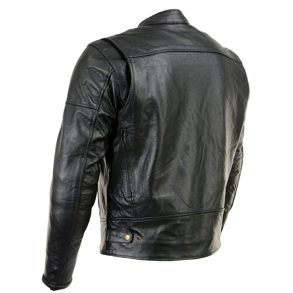 Xelement XSPR105 Men's 'The Racer' Black Leather Armored and Vented Motorcycle Biker Rider Racing Jacket