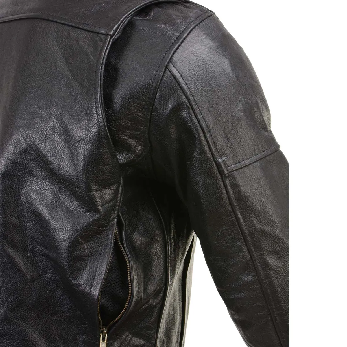 Xelement XSPR105 Men's 'The Racer' Black Leather Armored and Vented Motorcycle Biker Rider Racing Jacket