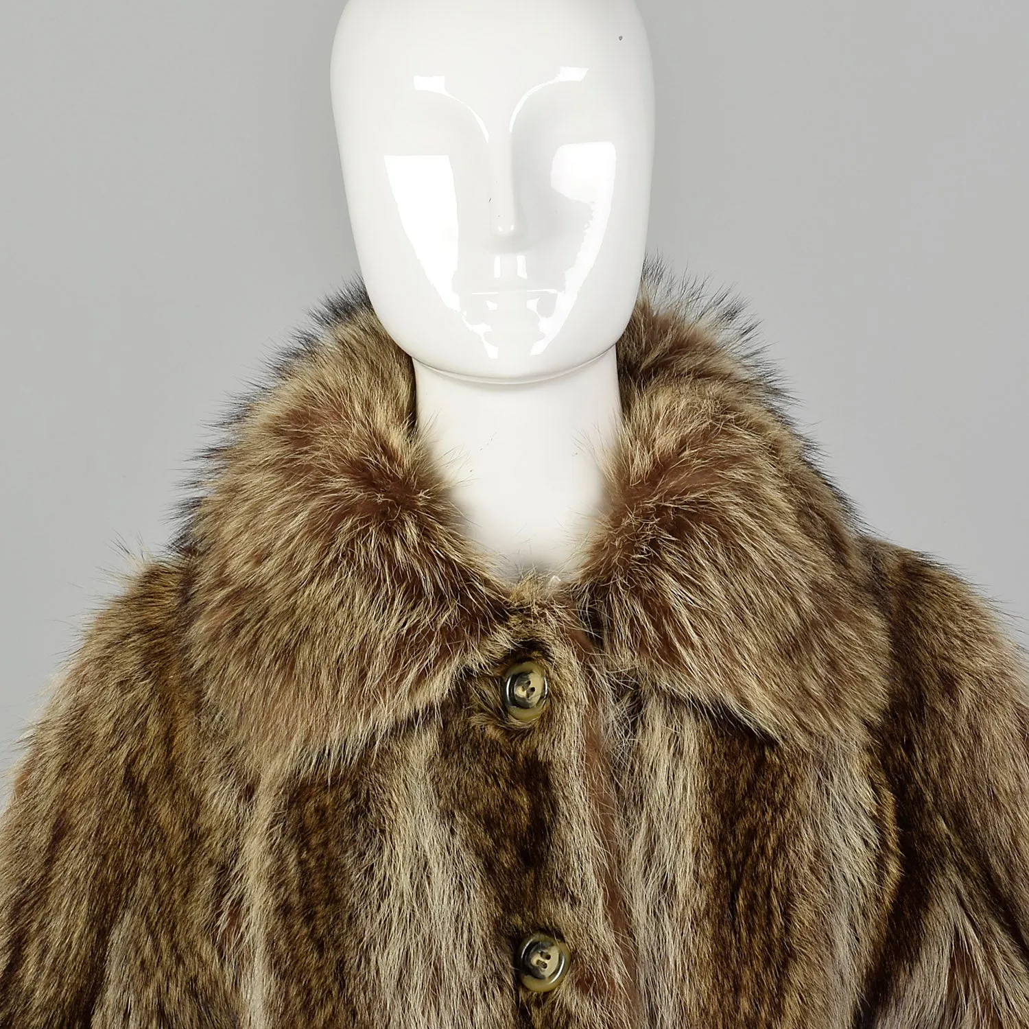 XS 1970s Raccoon Fur Coat