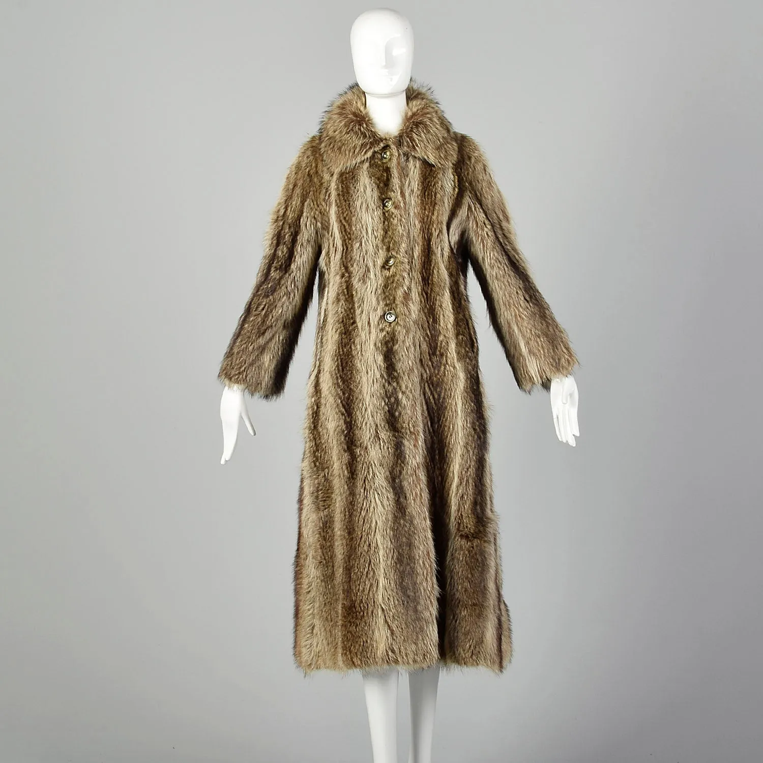 XS 1970s Raccoon Fur Coat