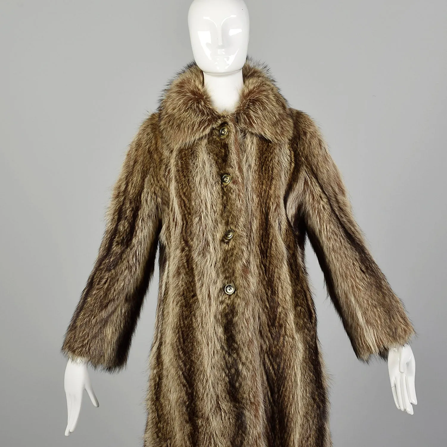 XS 1970s Raccoon Fur Coat