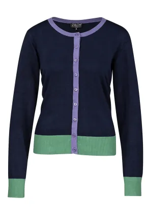 Zilch cardigan round neck navy multi