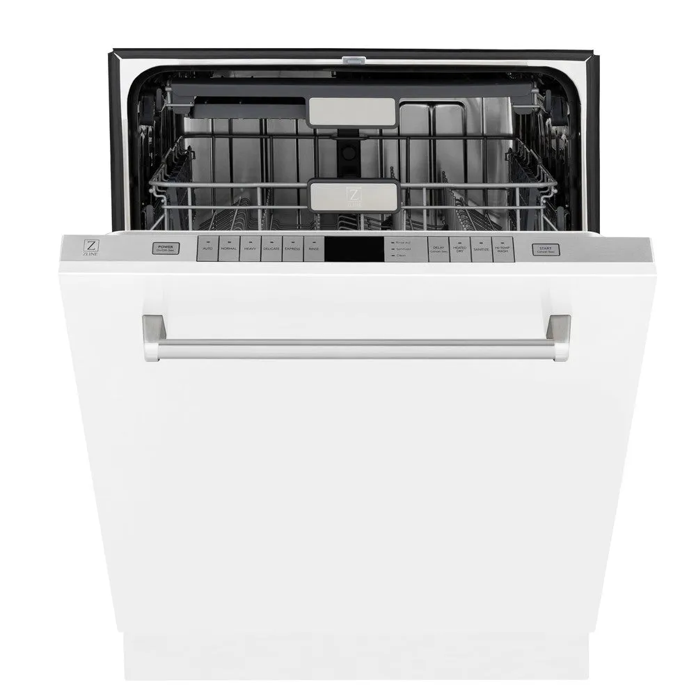 ZLINE 24 in. Monument Series 3rd Rack Top Touch Control Dishwasher with White Matte Panel, 45dBa (DWMT-WM-24)