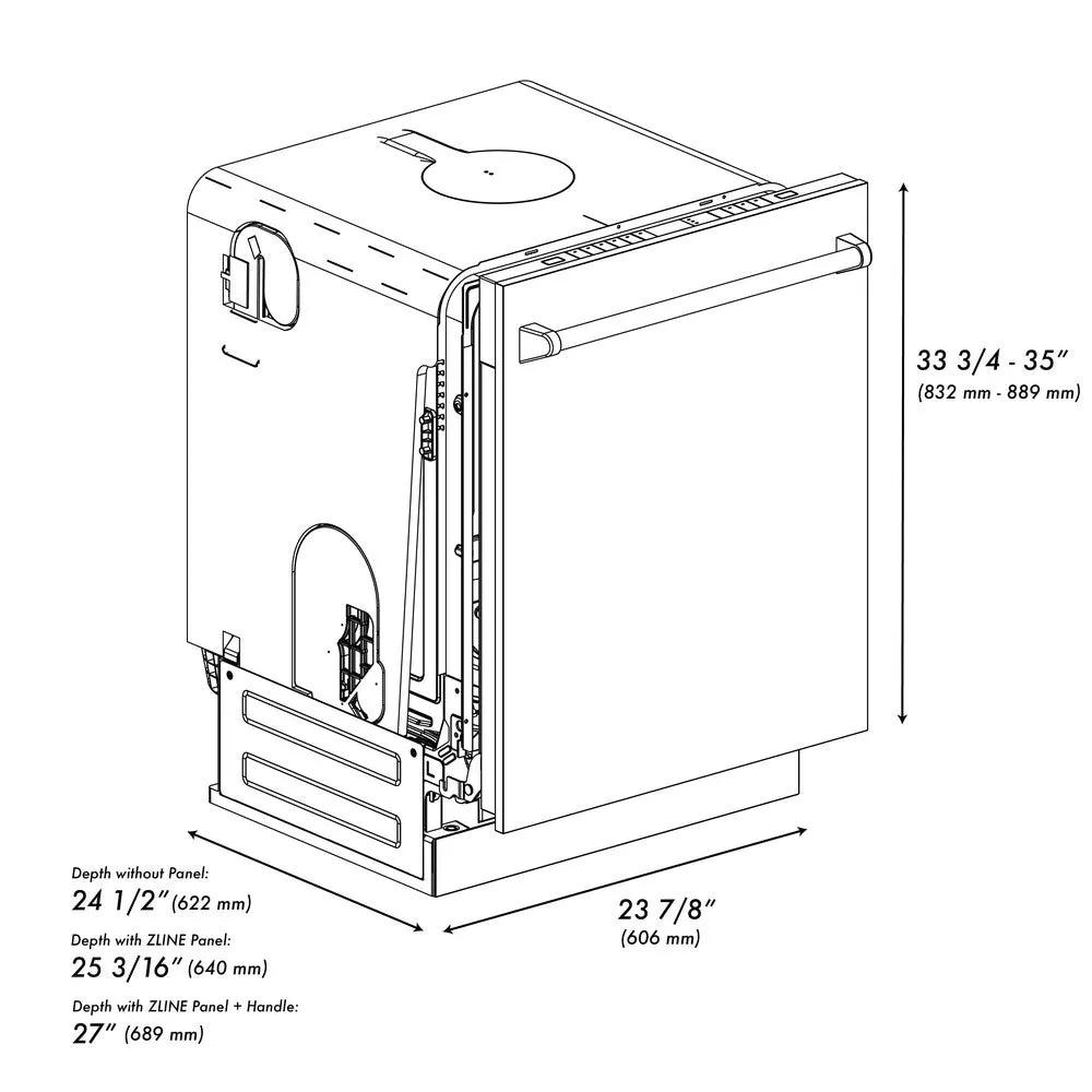 ZLINE 24 in. Monument Series 3rd Rack Top Touch Control Dishwasher with White Matte Panel, 45dBa (DWMT-WM-24)